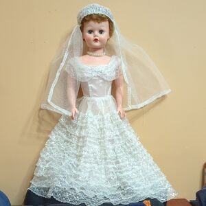 24" Doll Vintage Betty The Bride Doll Elegant White Dress 1950's
